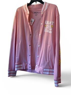 On Fire Pink Graphic Snap-Front Jacket